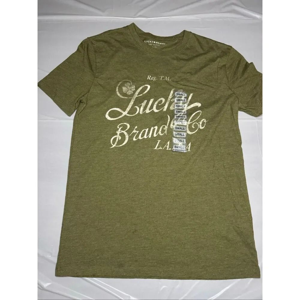 New Lucky Brand Mens Olive Green Short Sleeve Tee Size Small